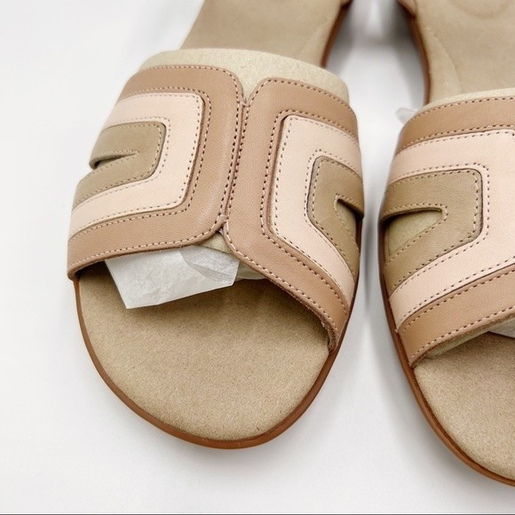 Clarks Size 9.5 Ada Mist Tan Beige Blush Pink Praline Leather Sandals Shoes - Picture 4 of 14
